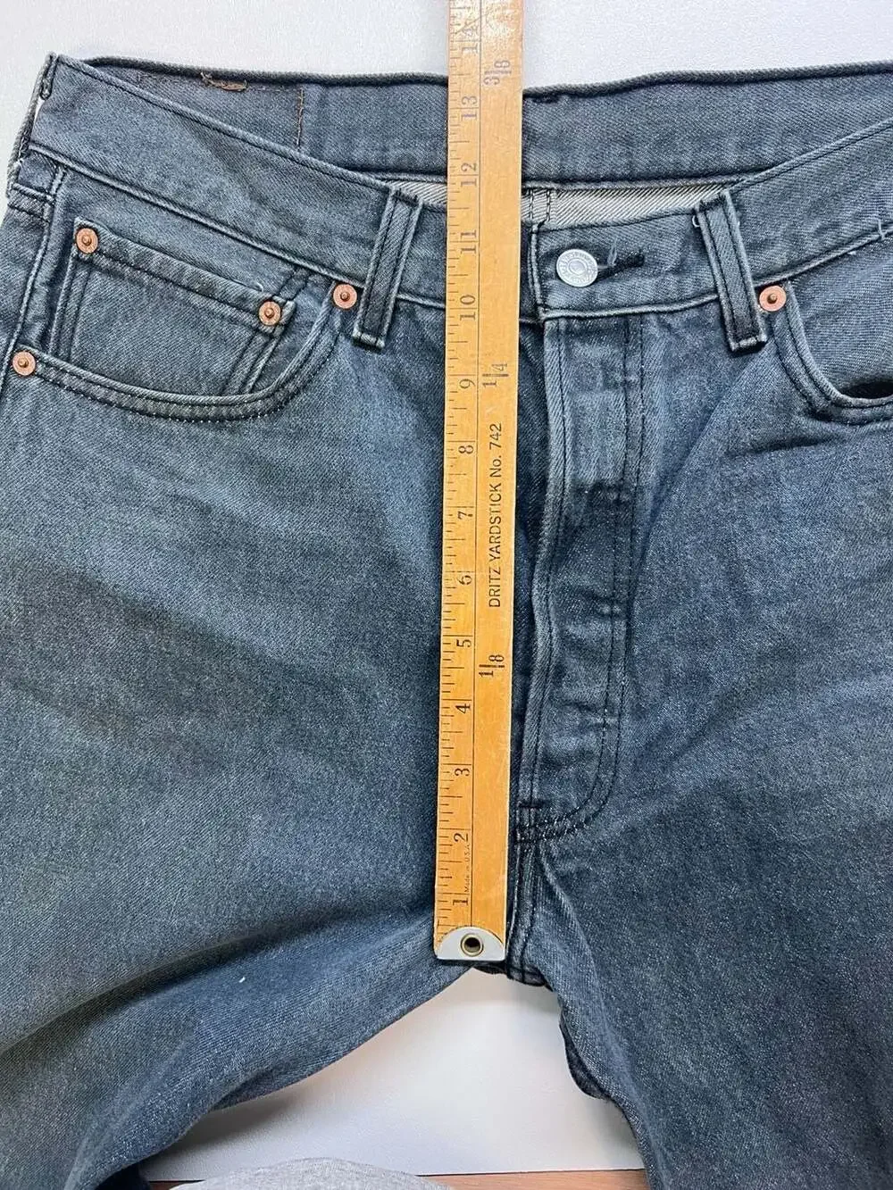 Y2K Levis 501 Washed Black Jeans Mens 35x34 (34x32) Distressed Paint 0436